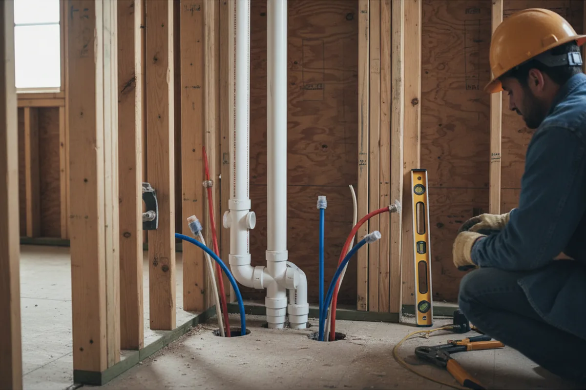 Drain and supply rough-in during Drain Cleaning in Hope